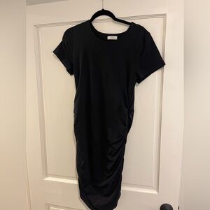 Aritzia Black Sheath Midi Dress Crew Neck